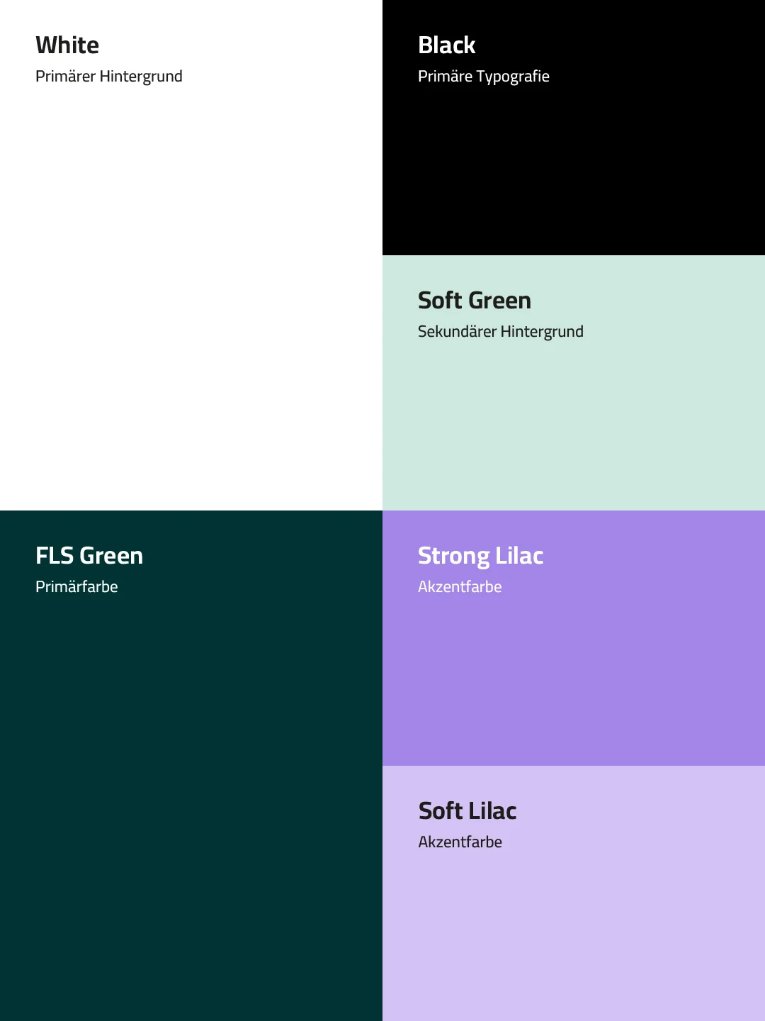 FLS Tax Farbpalette: FLS Green, Strong Lilac, Soft Lilac