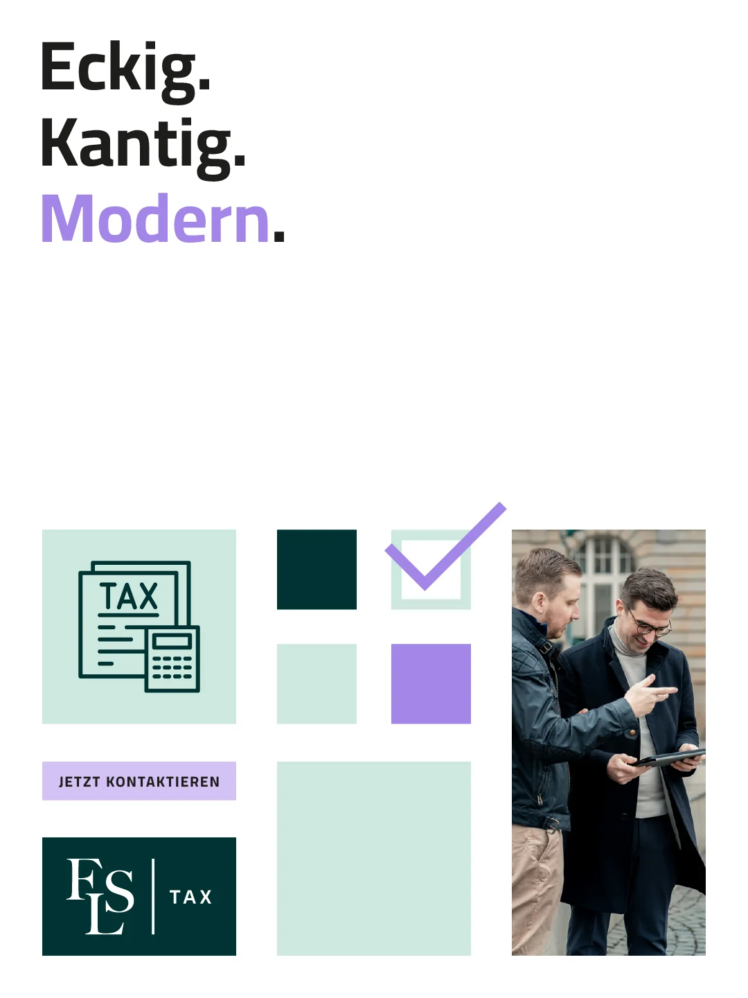 FLS Tax Markenidentität: Eckig. Kantig. Modern.