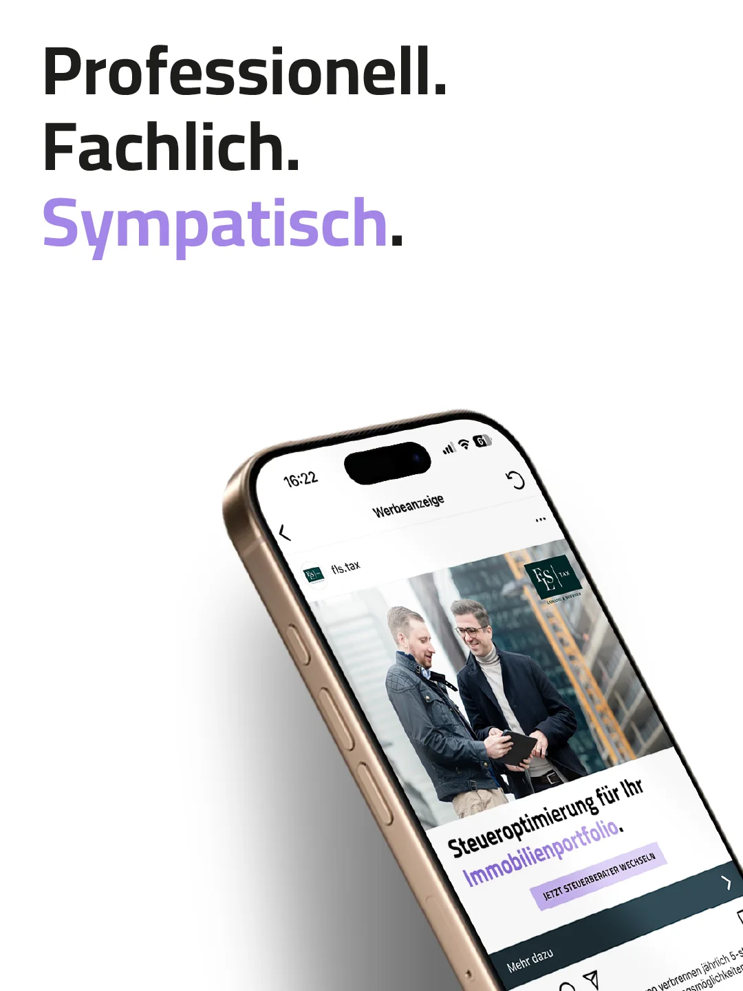 FLS Tax Social-Media-Anzeige auf dem Smartphone