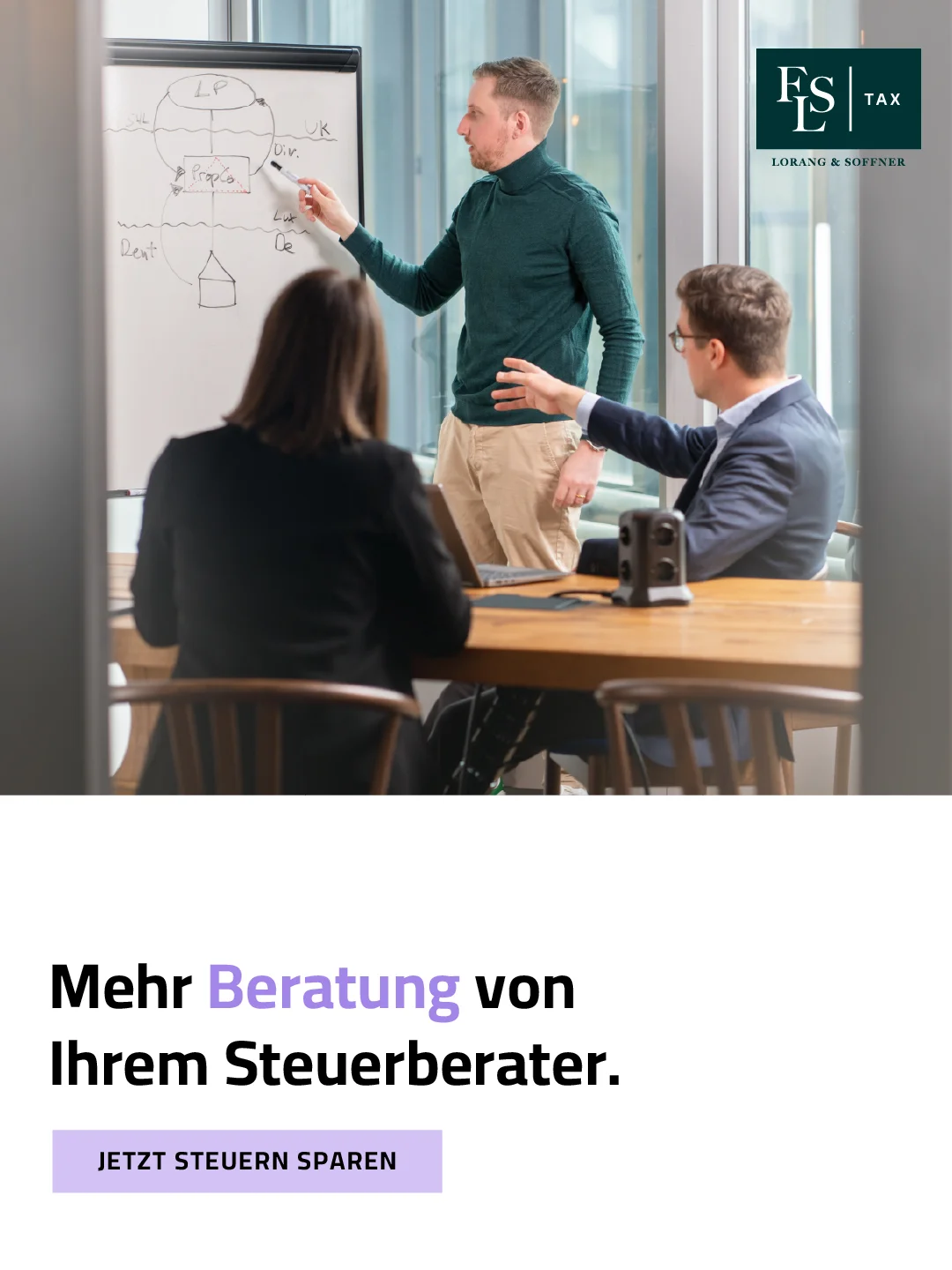 FLS Tax Teammeeting mit Whiteboard