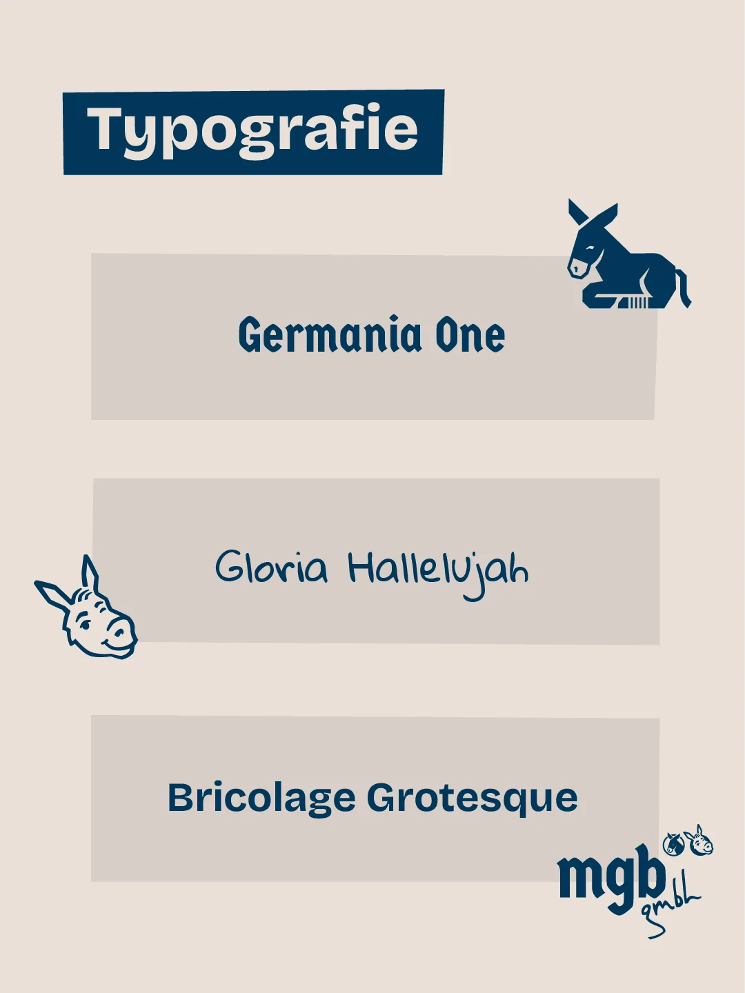 Typografie: Germania One, Gloria Hallelujah, Bricolage Grotesque
