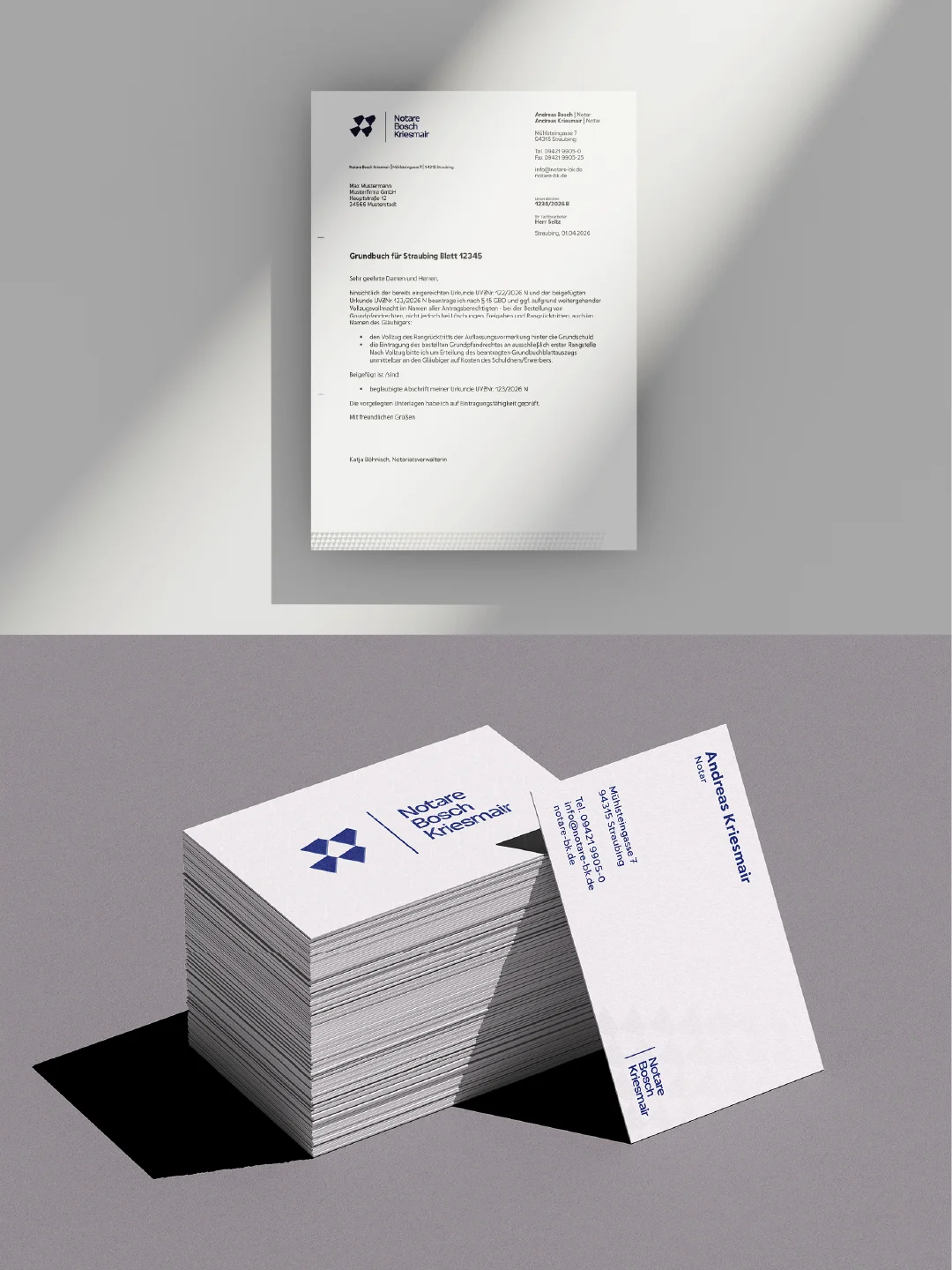 Notare Bosch Kriesmair Briefpapier und Visitenkarten