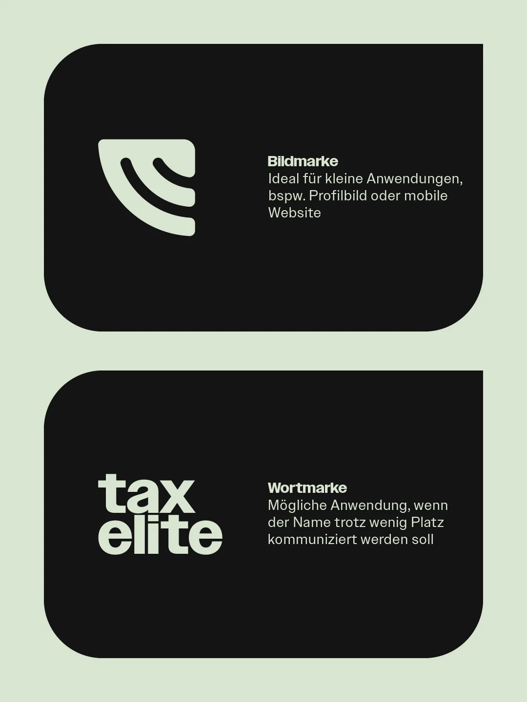 taxelite Bildmarke und Wortmarke im Anwendungsvergleich